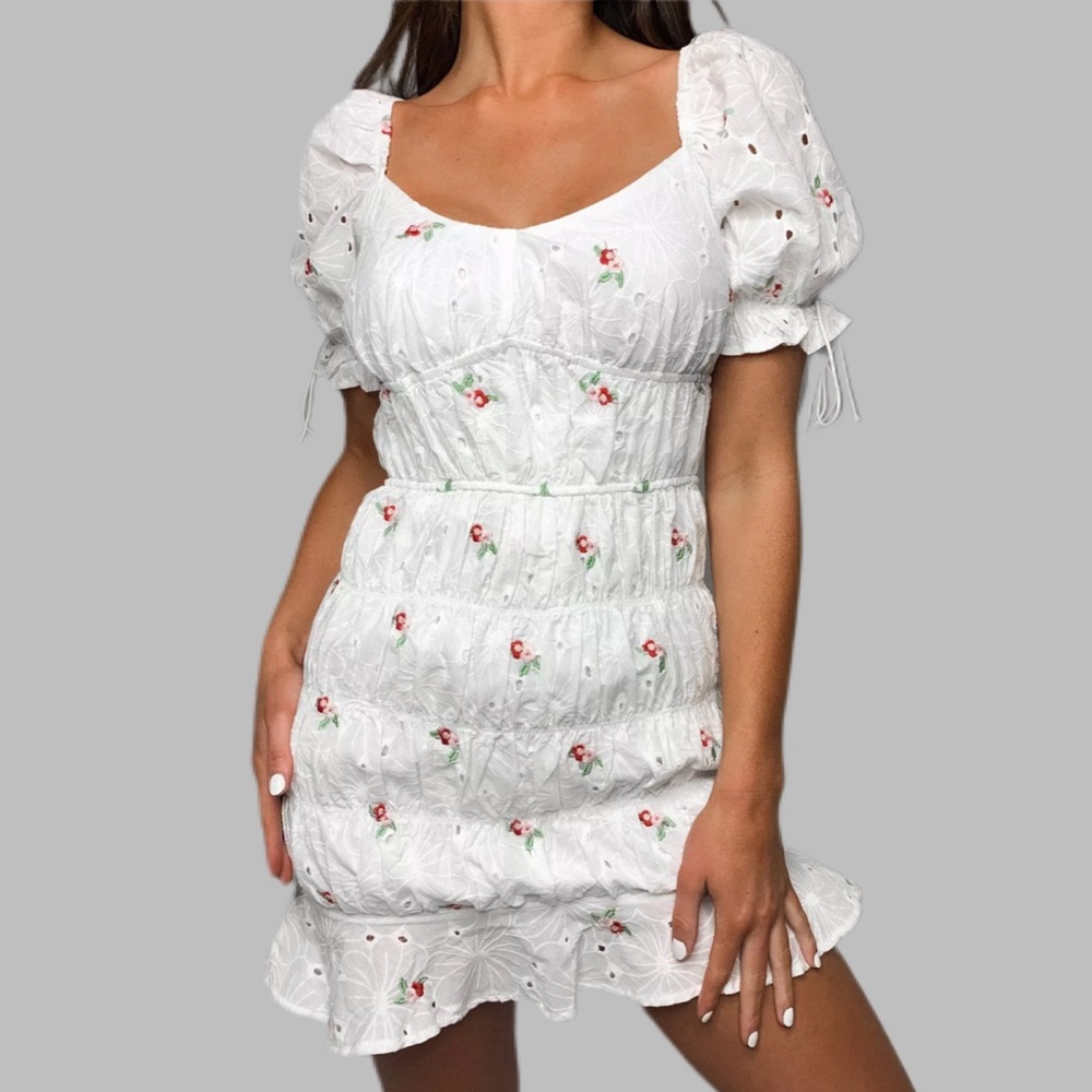 Misguided Broderie Anglaise Embroidered Mini Dress